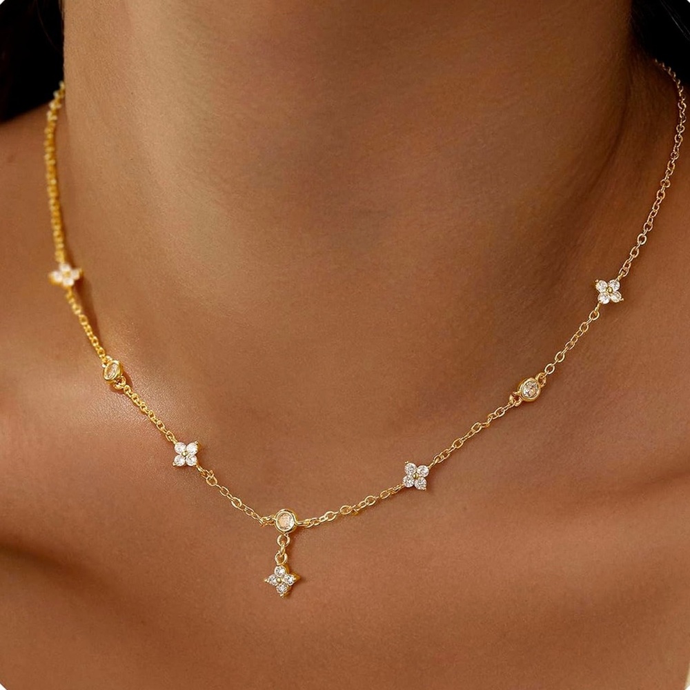 NWT Dainty 14K Gold Plated Cubic Zirconia